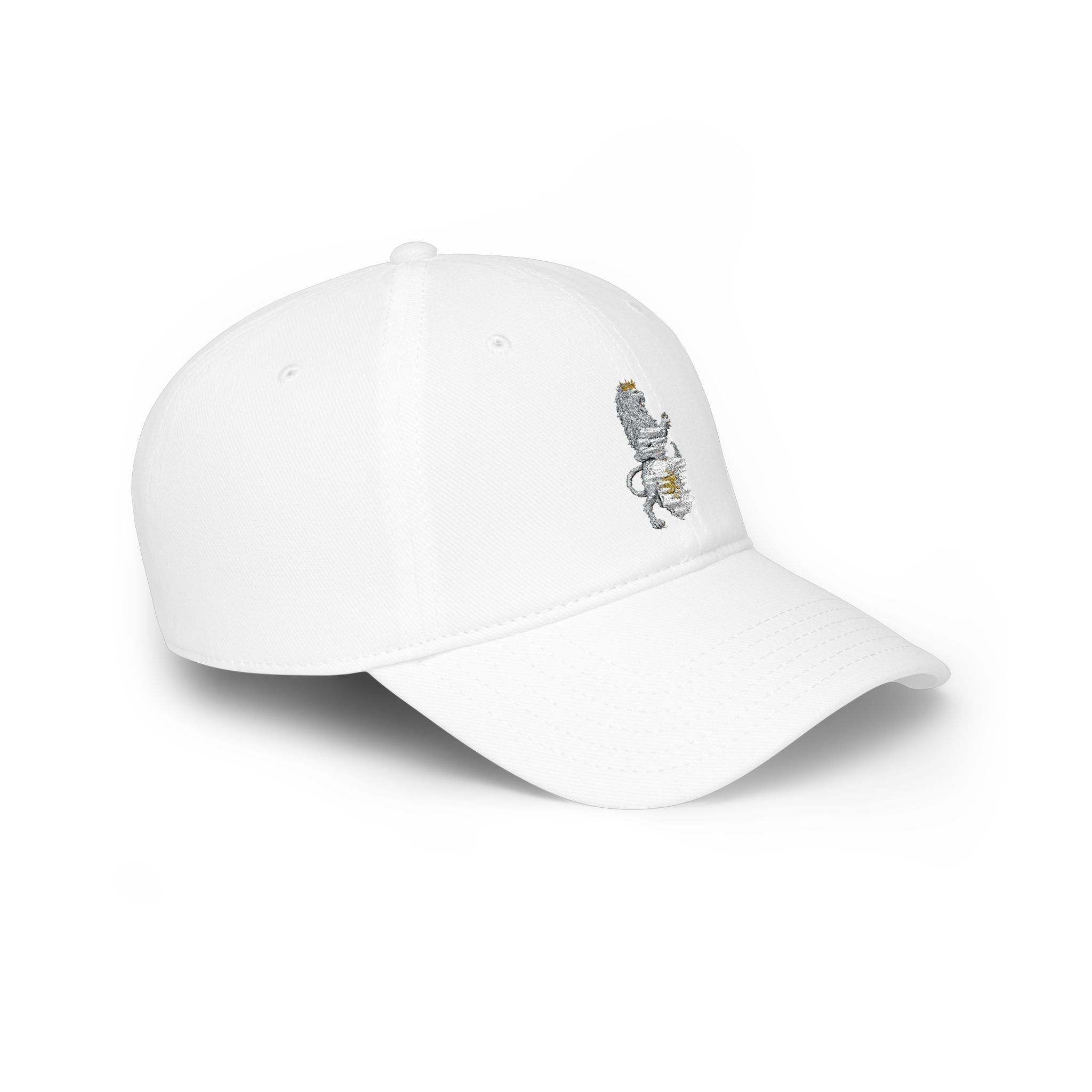 Low-Profile Cap with Embroidered Lion Crest