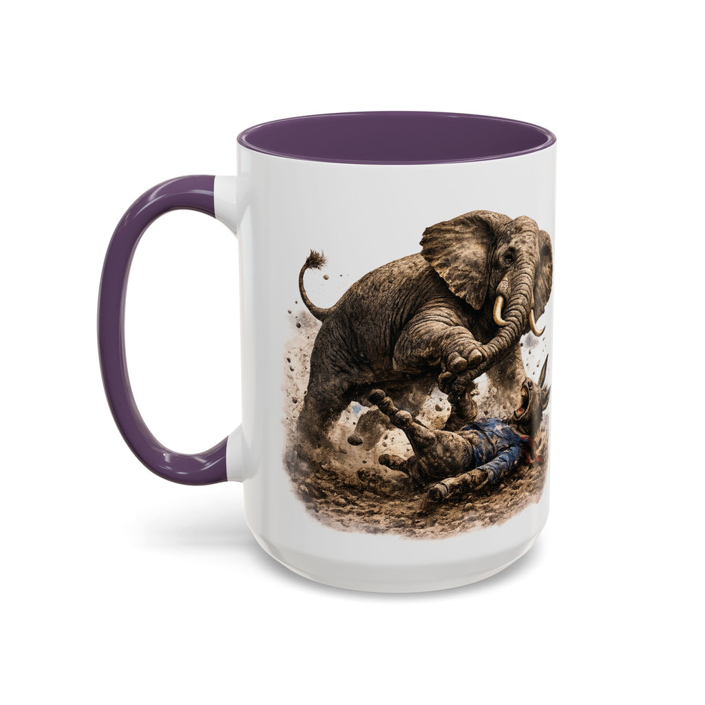 Elephant Charge Accent Coffee Mug — Dramatic Wildlife Illustration (11/15oz)