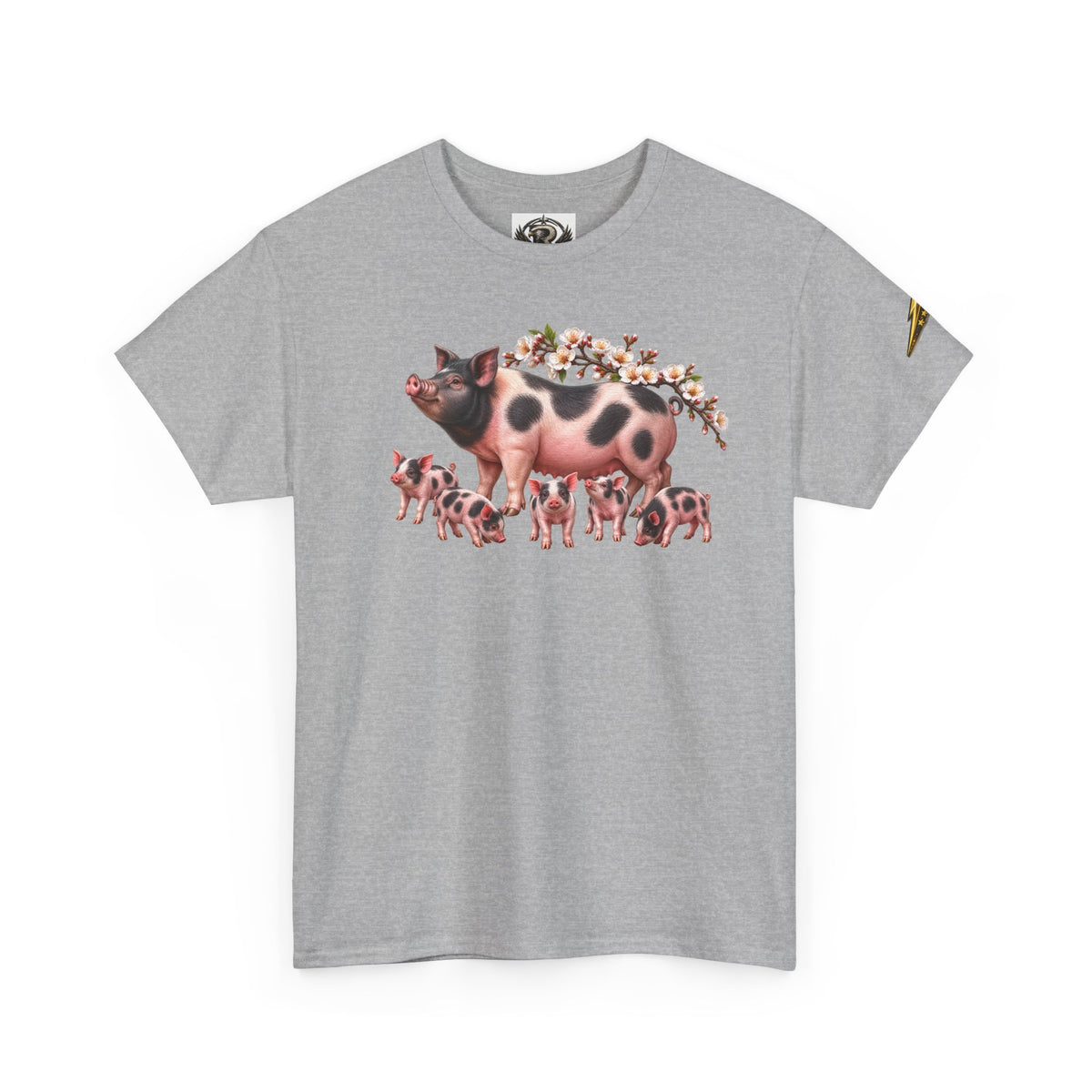 Pig Mama Graphic Tee — Floral Crowned Sow & Piglets Casual T-Shirt