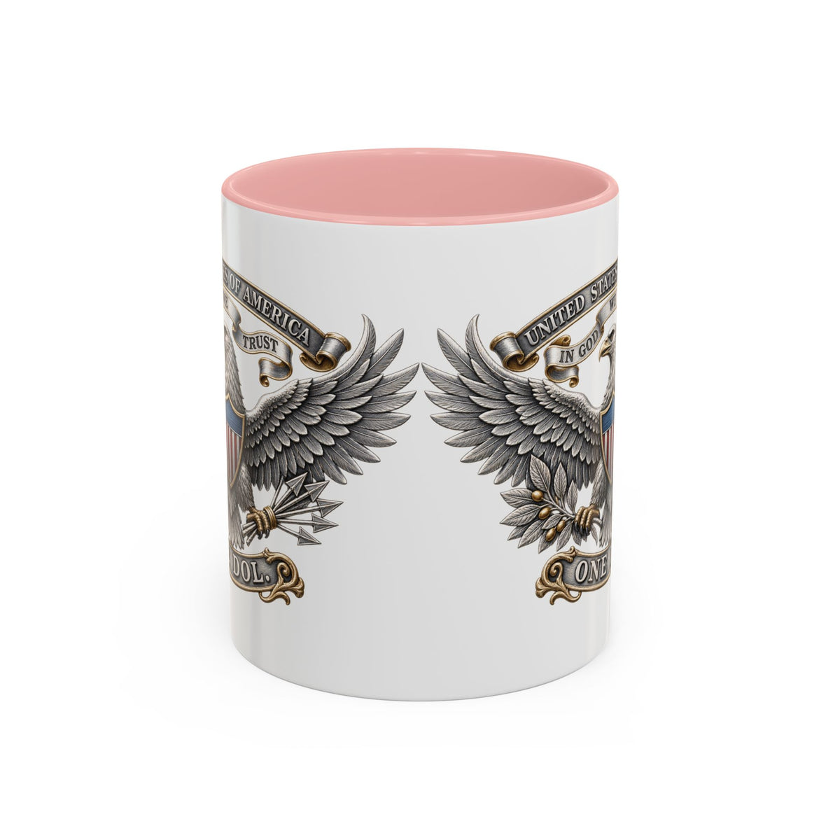 Eagle Shield Accent Coffee Mug — Patriotic "In God We Trust" Design