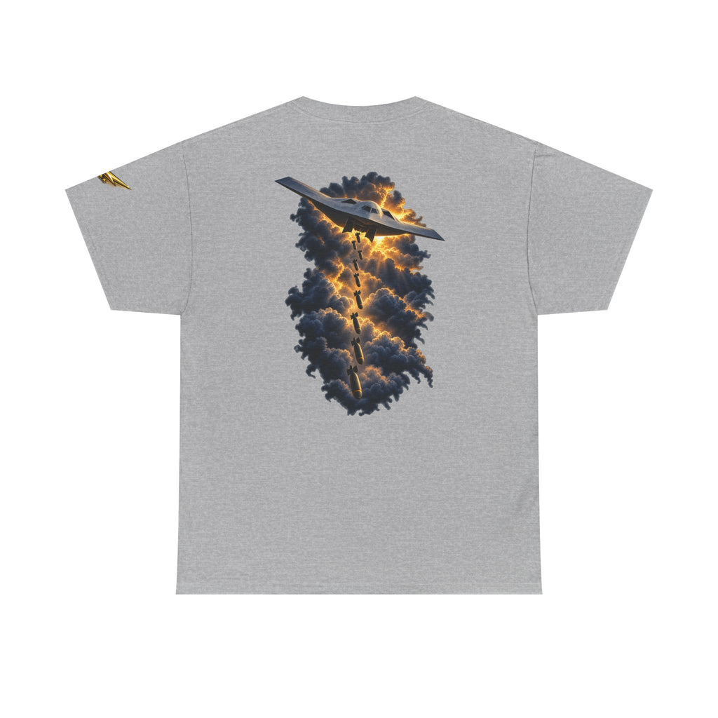 Aviation Graphic Tee — Stealth Jet Over Storm Clouds