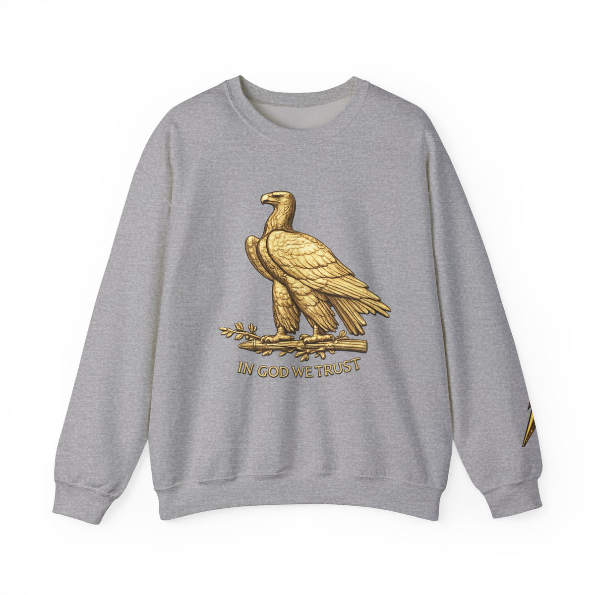Crewneck Sweatshirt — Gold Eagle 'In God We Trust' Patriotic Pullover