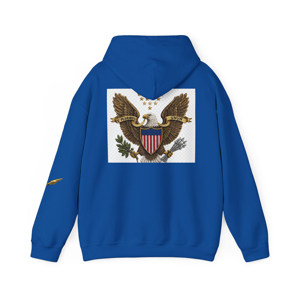Eagle Emblem Hoodie — Vintage American Shield Graphic Hooded Sweatshirt