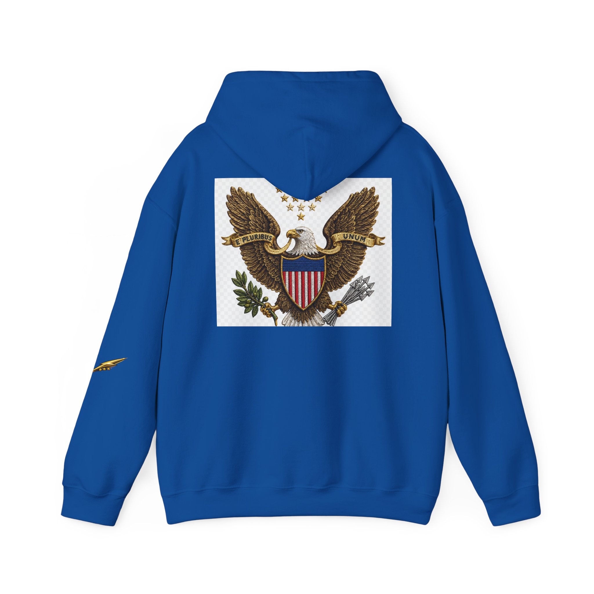 Eagle Emblem Hoodie — Vintage American Shield Graphic Hooded Sweatshirt