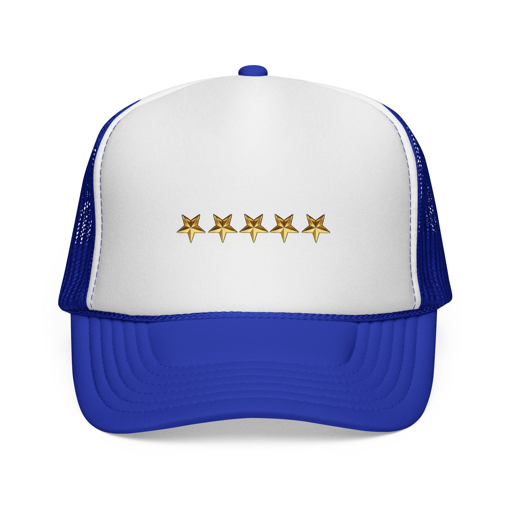 Five Gold Stars Trucker Cap — Embroidered Rating Hat