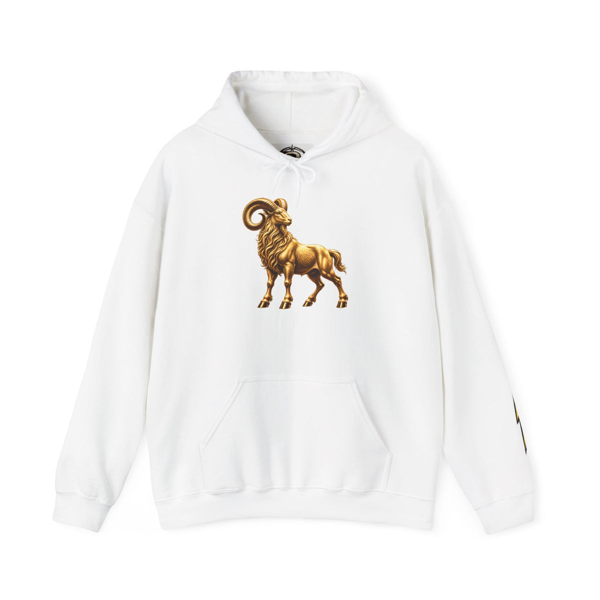 Capricorn Zodiac Hoodie — Gold Ram Graphic Hoodie