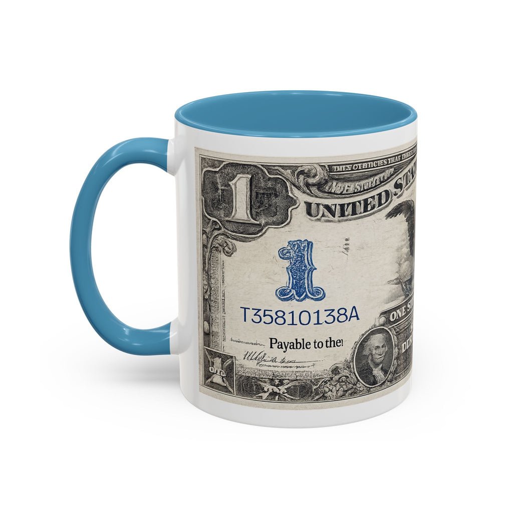 Dollar Bill Accent Coffee Mug — Vintage US Currency Design (11/15oz)