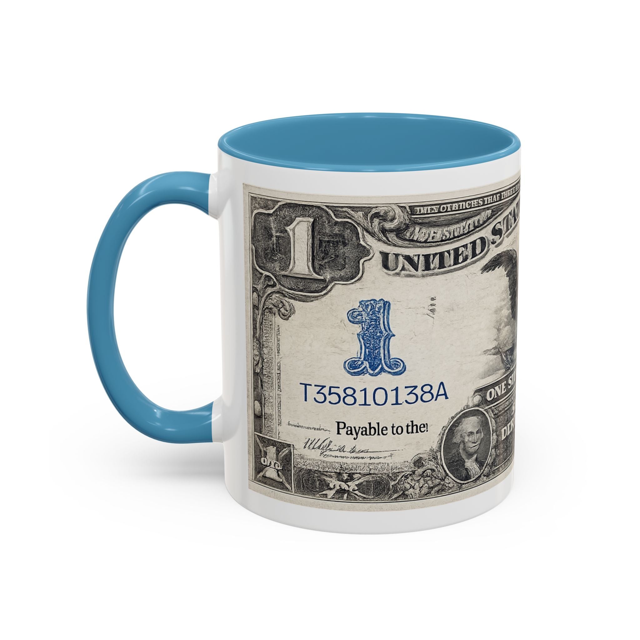 Dollar Bill Accent Coffee Mug — Vintage US Currency Design (11/15oz)