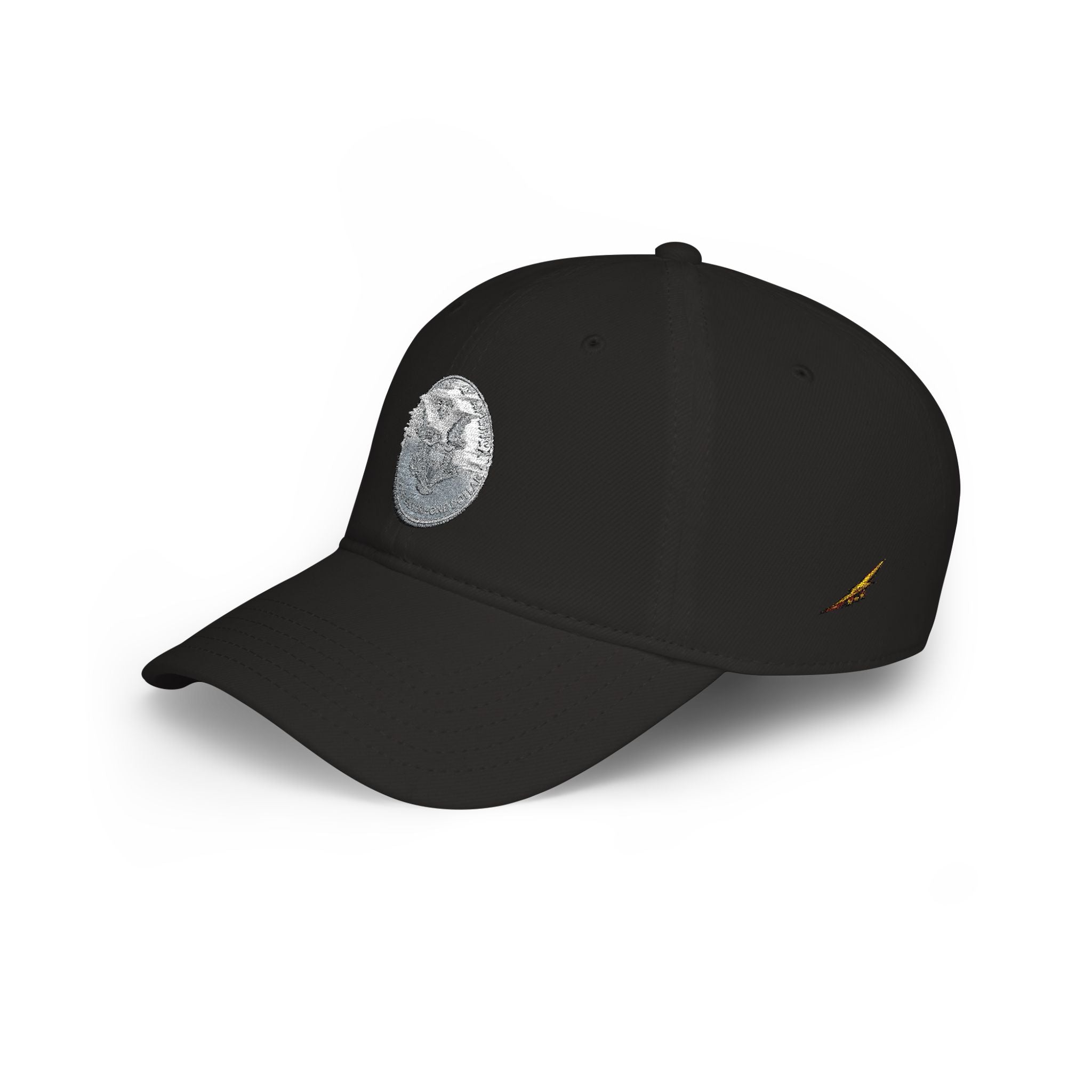 Low Profile Baseball Cap with Silver Coin Patch — Vintage Coin Dad Hat, Casual Streetwear Cap