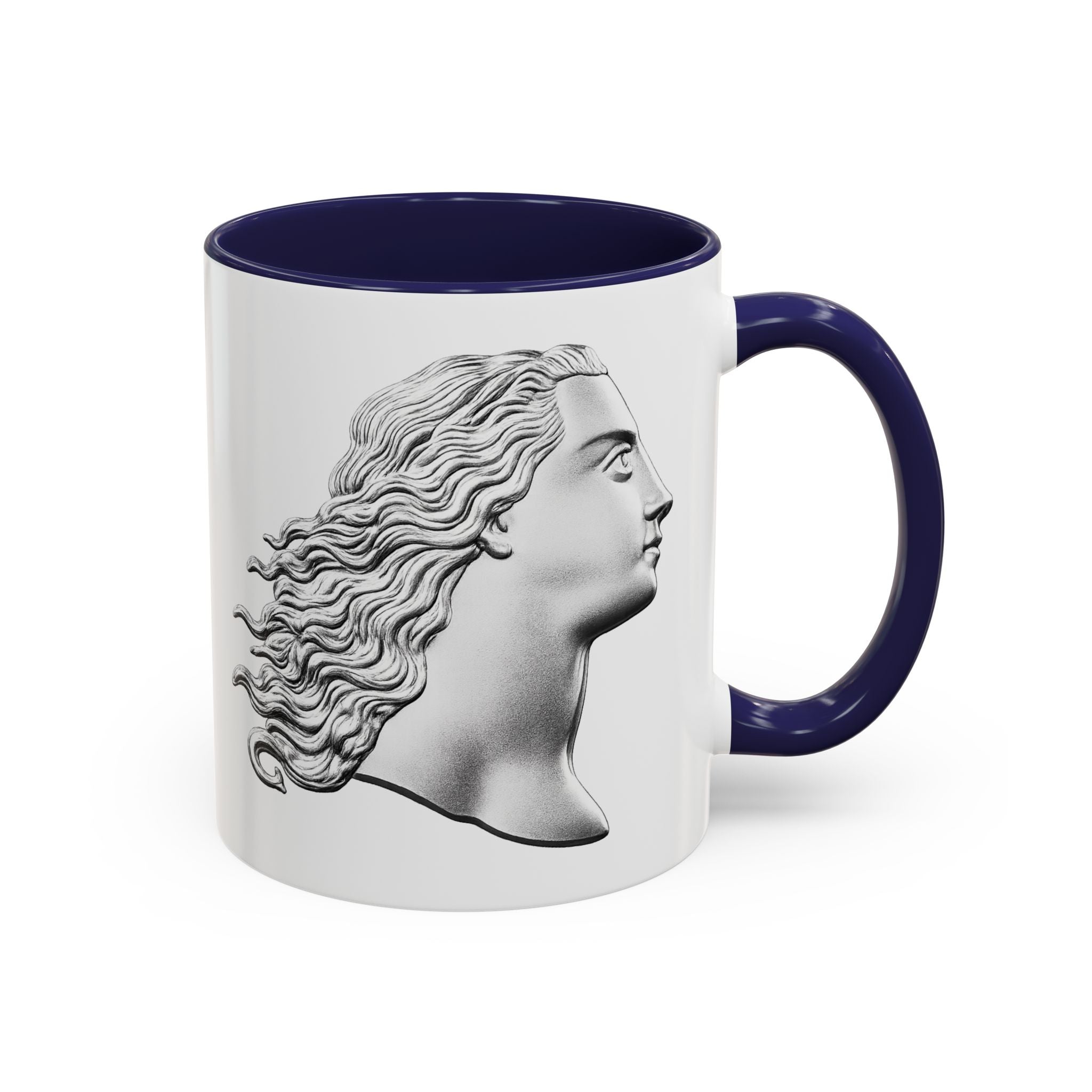 Classical Profile Accent Coffee Mug — Greek Goddess Bust Design (11/15oz)