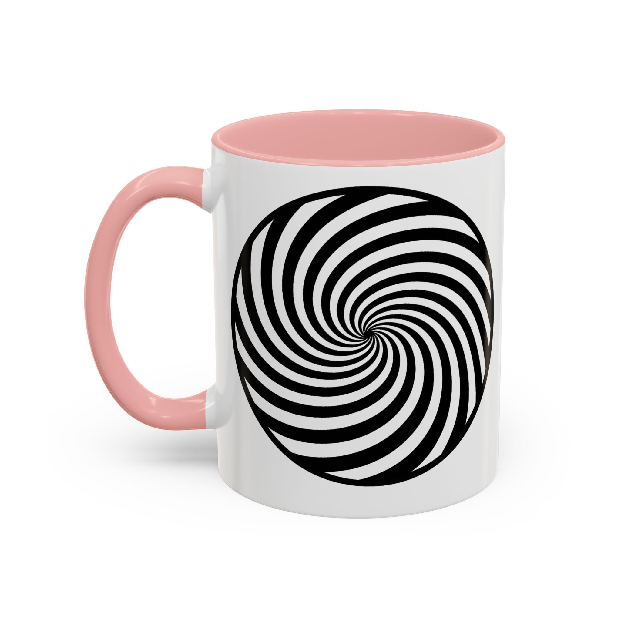 Hypnotic Swirl Accent Mug — Black & White Spiral Coffee Cup (11/15oz)