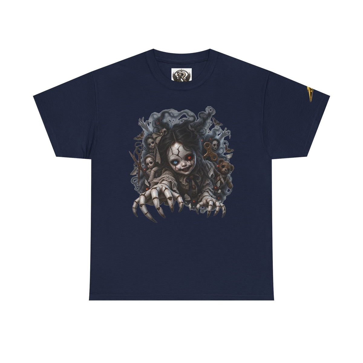 Creepy Claw Doll Graphic Tee — Dark Horror Monster Shirt