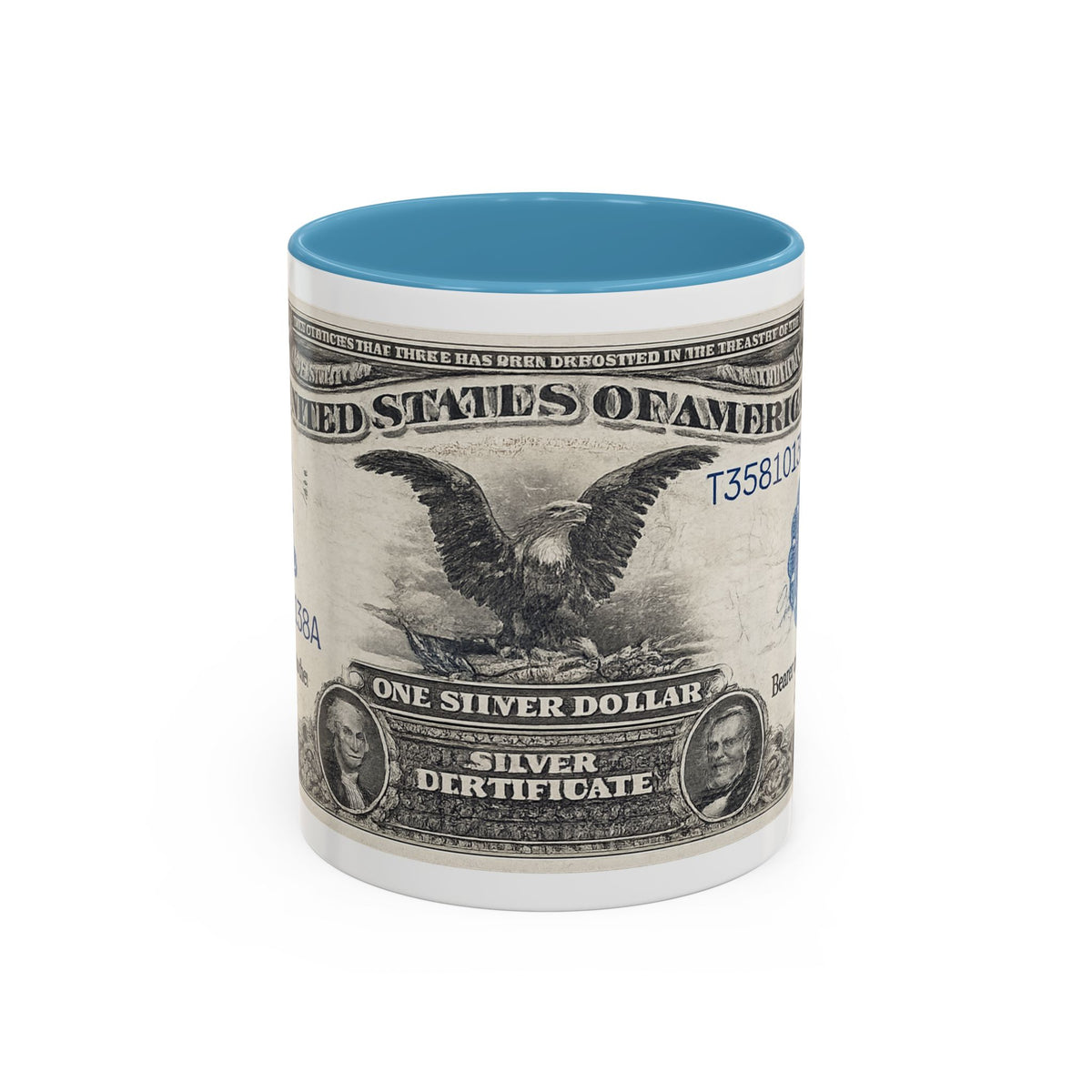 Dollar Bill Accent Coffee Mug — Vintage US Currency Design (11/15oz)