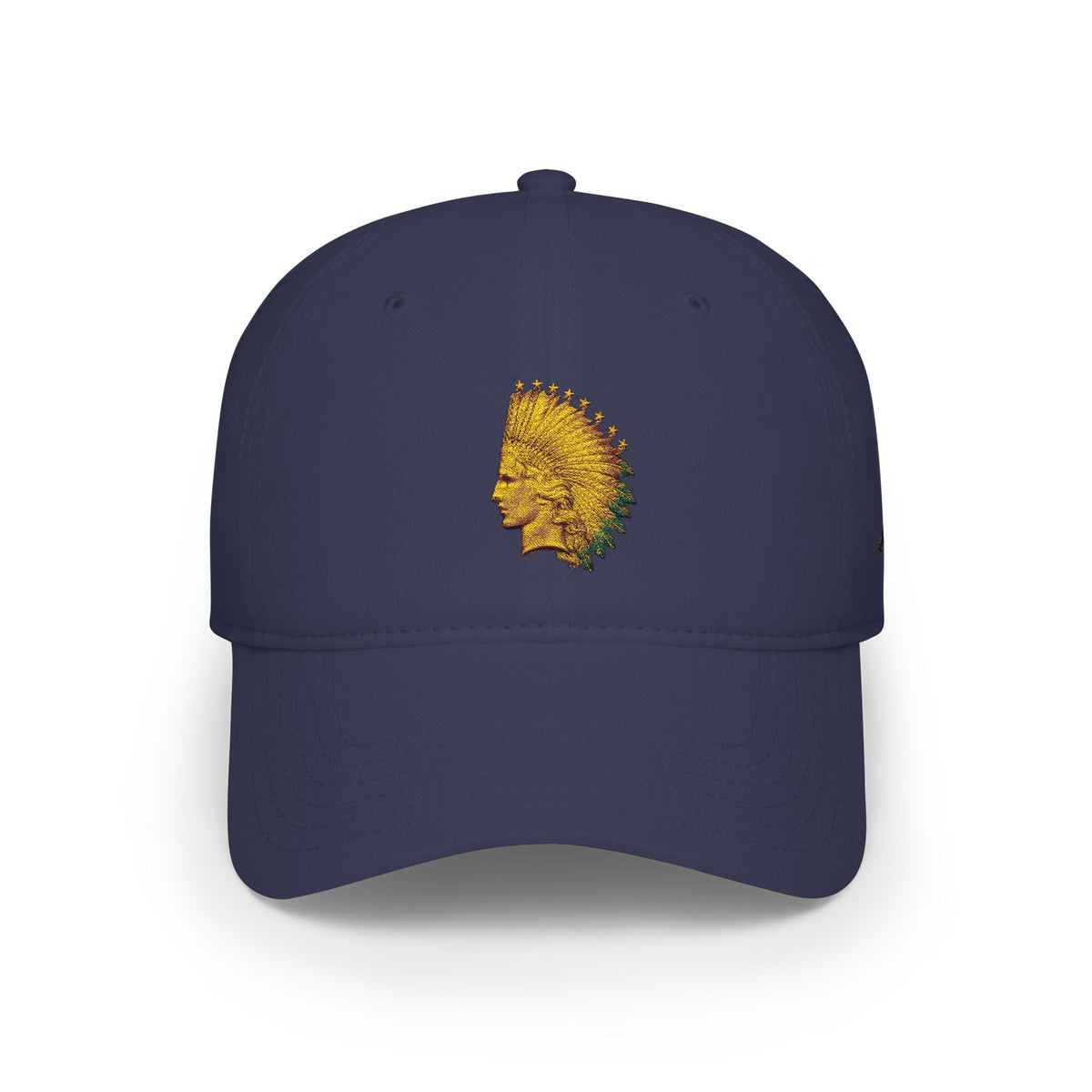Native Feather Headdress Embroidered Cap — Low Profile Baseball Hat
