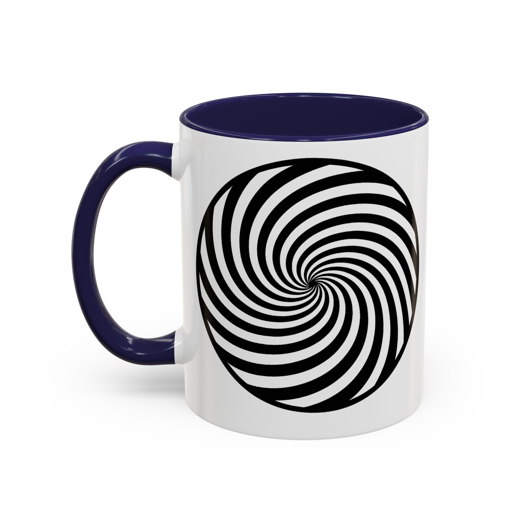 Hypnotic Swirl Accent Mug — Black & White Spiral Coffee Cup (11/15oz)