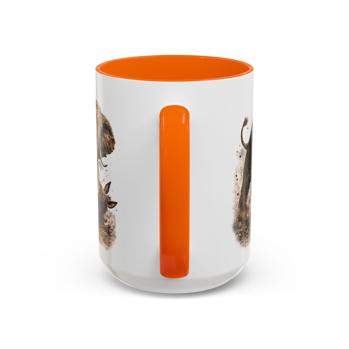 Elephant Charge Accent Coffee Mug — Dramatic Wildlife Illustration (11/15oz)