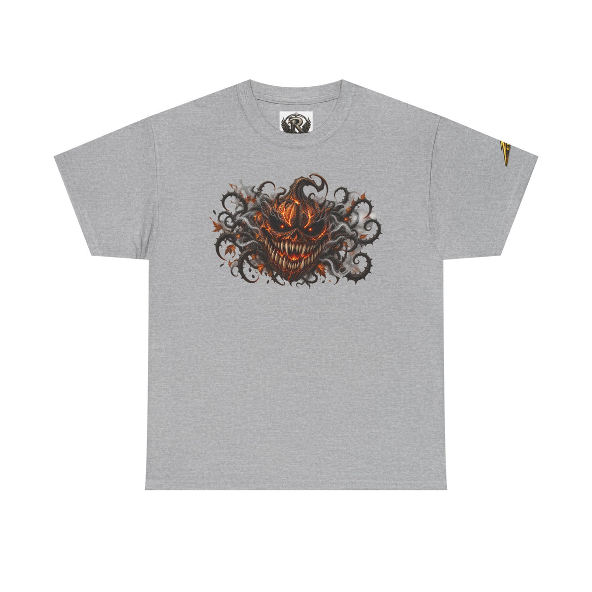 Graphic Tee — Fiery Pumpkin Demon Design (Halloween Horror Shirt)