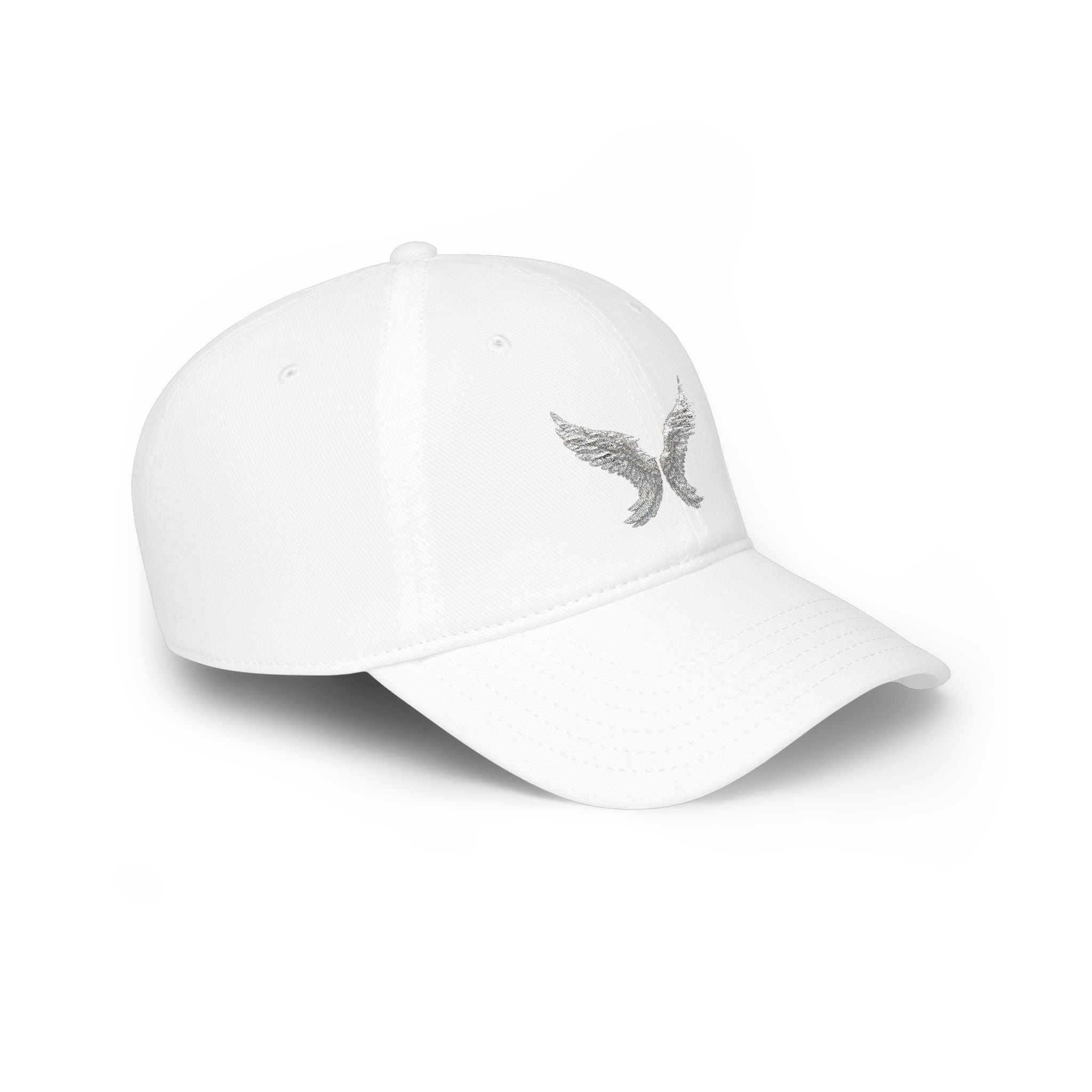 Silver Angel Wings Embroidery — Low Profile Baseball Cap