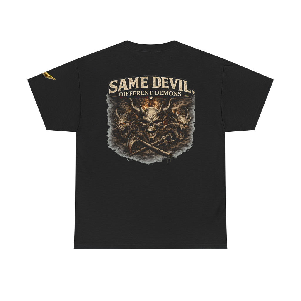 Same Devil Graphic Tee — "Same Devil Different Demons" Skull Back Print