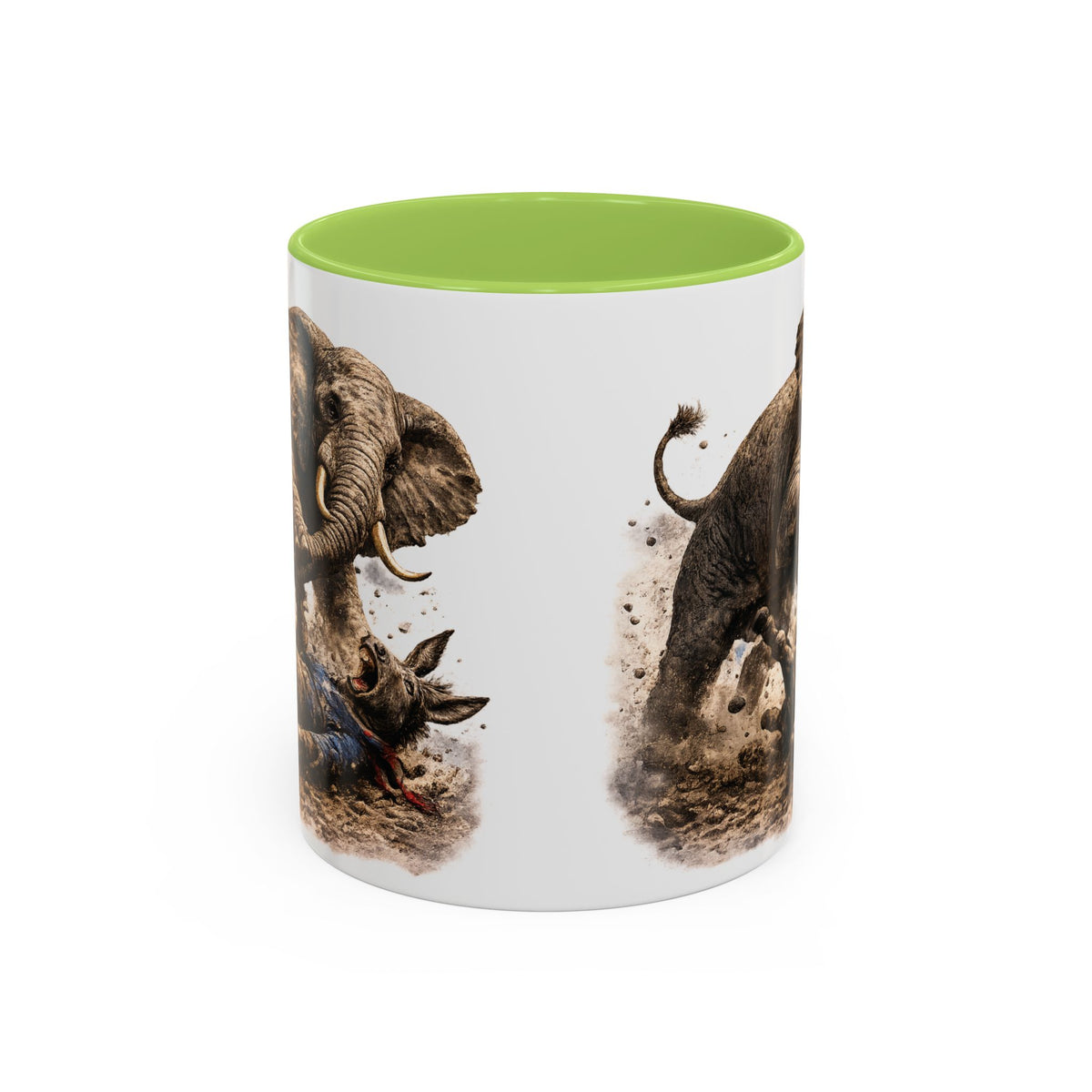 Elephant Charge Accent Coffee Mug — Dramatic Wildlife Illustration (11/15oz)