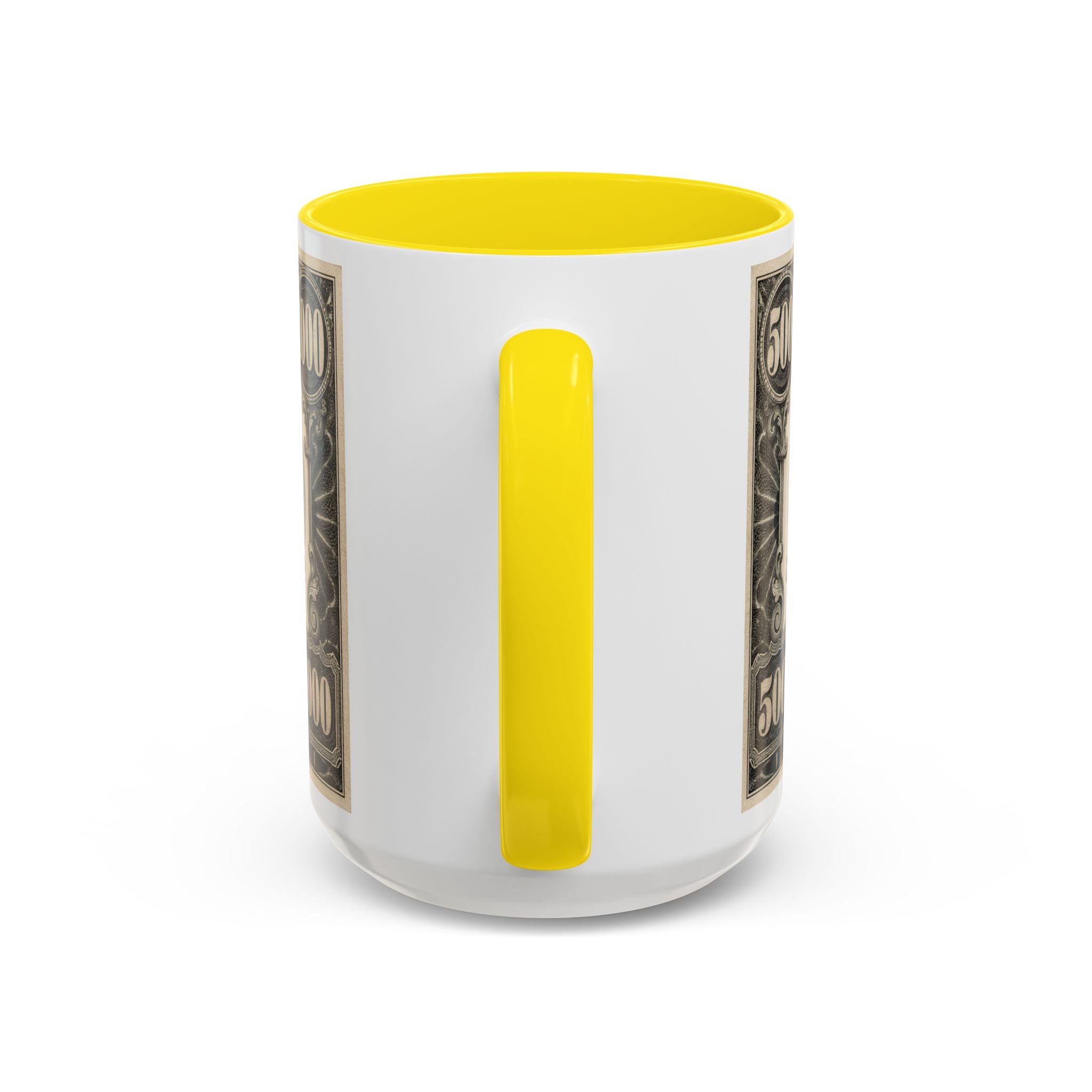 Money Print Coffee Mug — Vintage 1000 & 500 Note Accent Mug