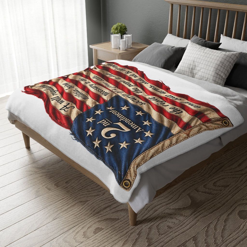 2nd Amendment American Flag Velveteen Blanket