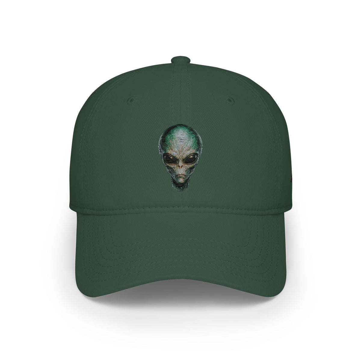 Alien Skull Red Baseball Cap — Retro Space Graphic Low Profile Hat