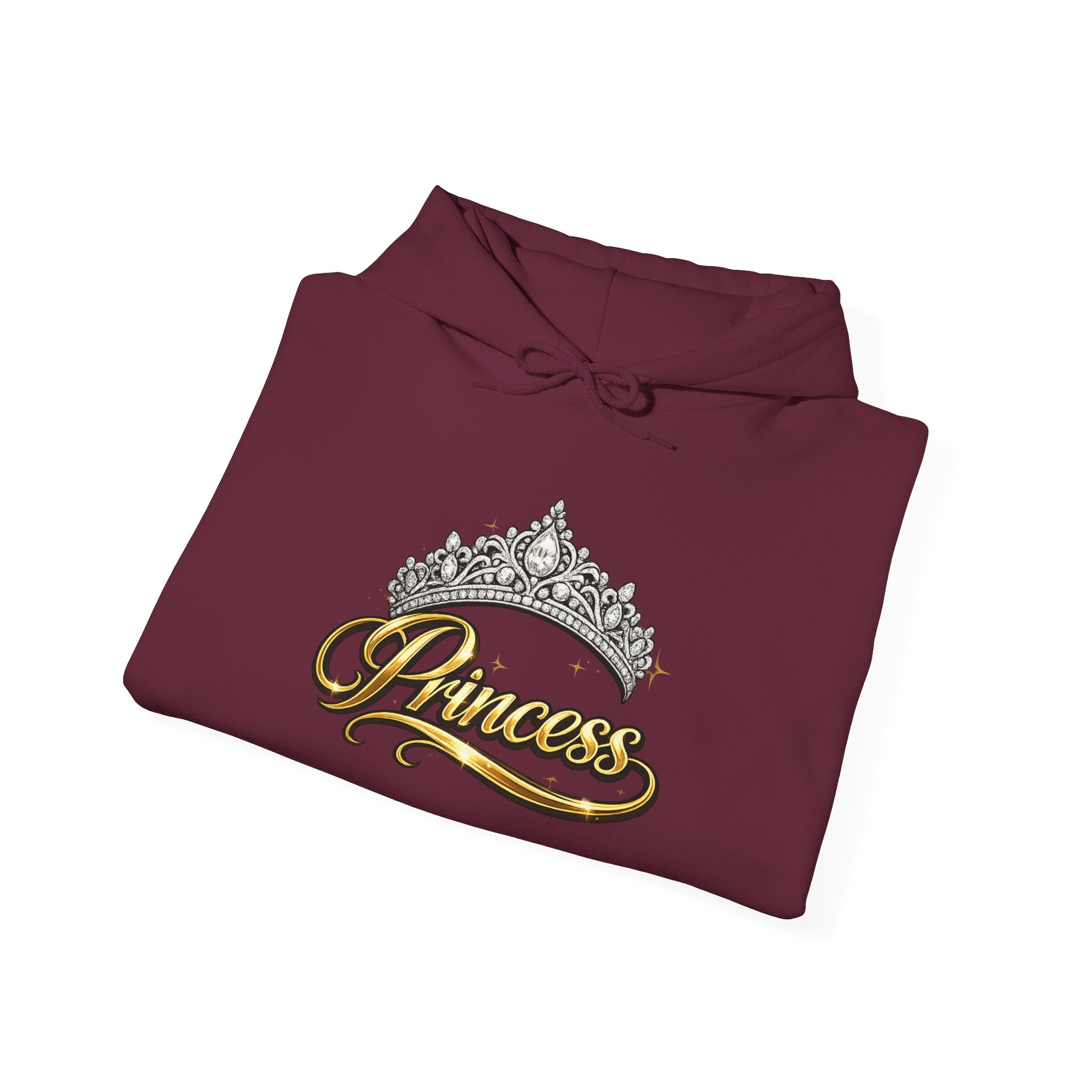 Princess Tiara Hoodie — Gold Script Crown Sweatshirt