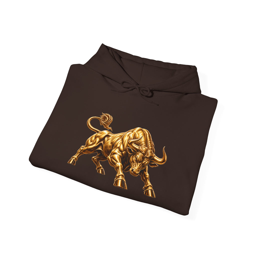 Gold Bull Hoodie — Metallic Charging Bull Graphic Hoody