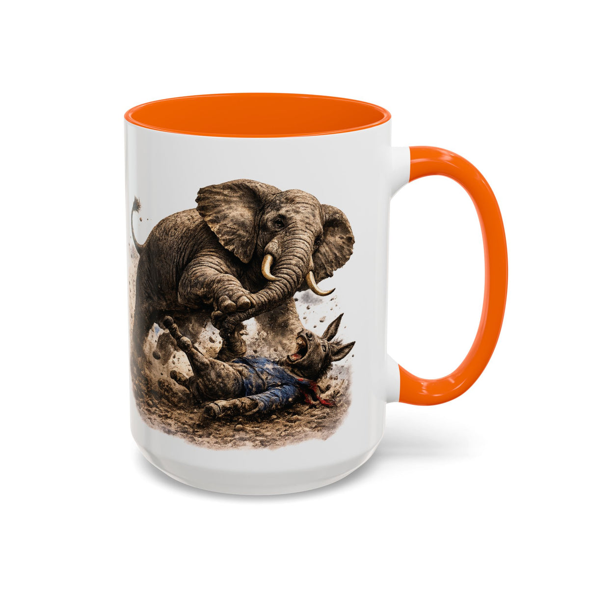 Elephant Charge Accent Coffee Mug — Dramatic Wildlife Illustration (11/15oz)