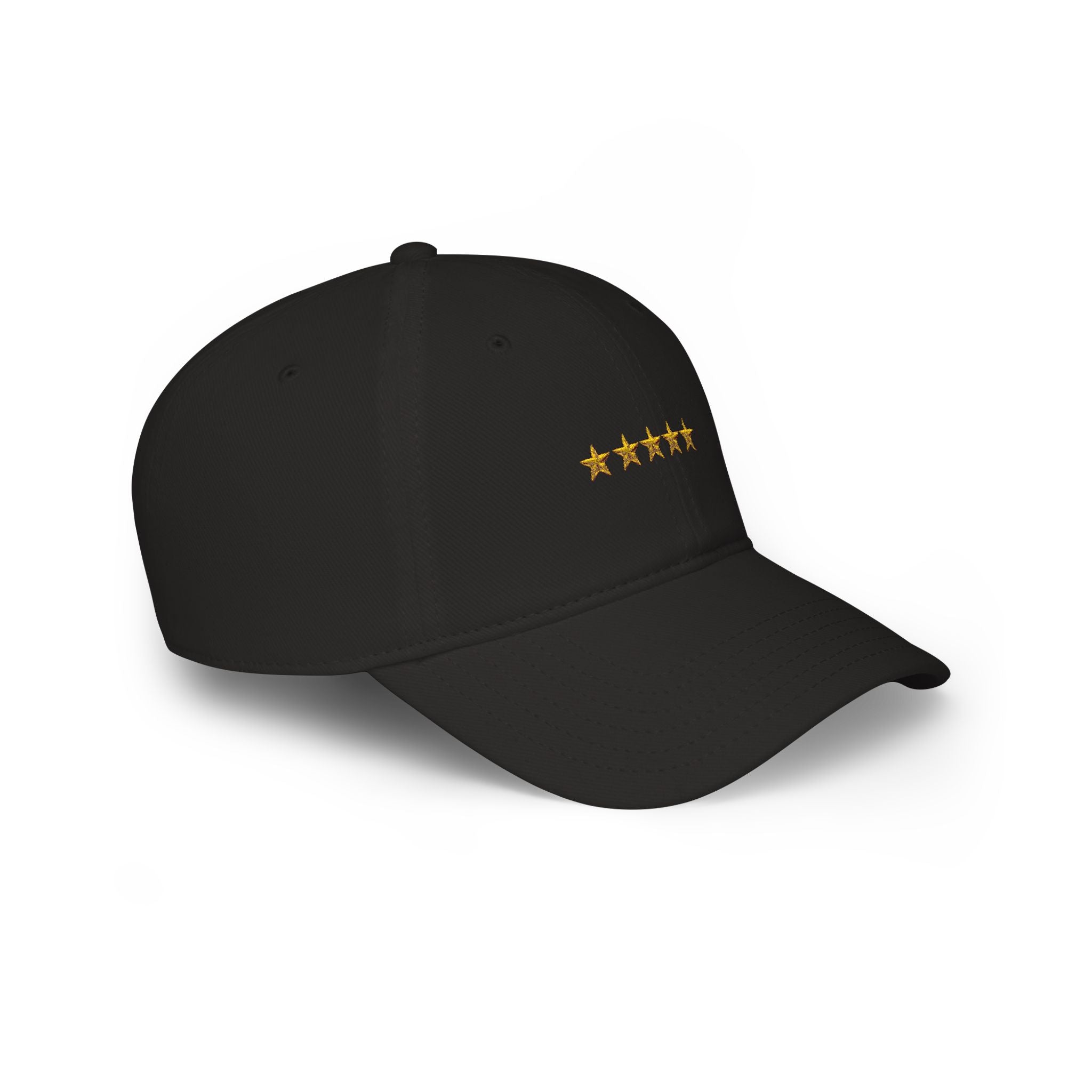 Red Low Profile Cap with Five Gold Stars Embroidery — Patriotic 5-Star Baseball Hat