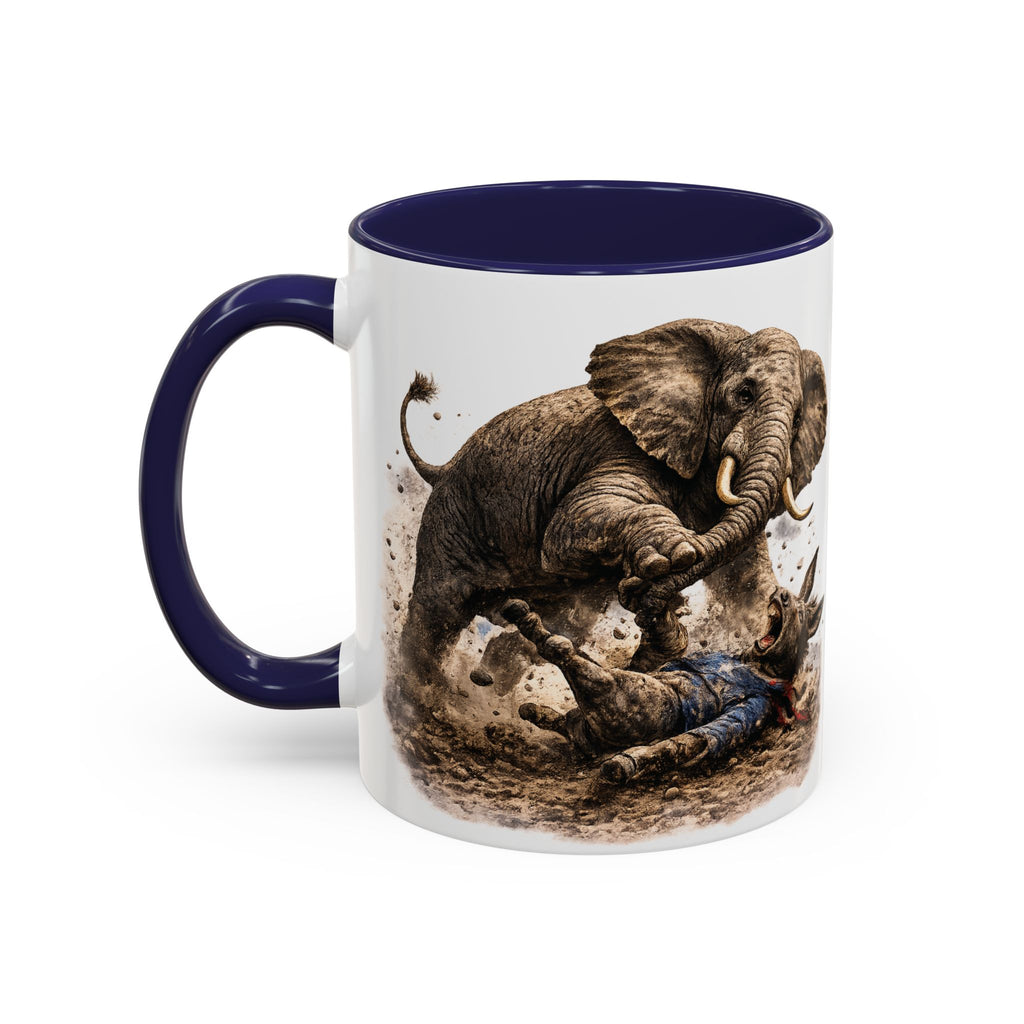 Elephant Charge Accent Coffee Mug — Dramatic Wildlife Illustration (11/15oz)
