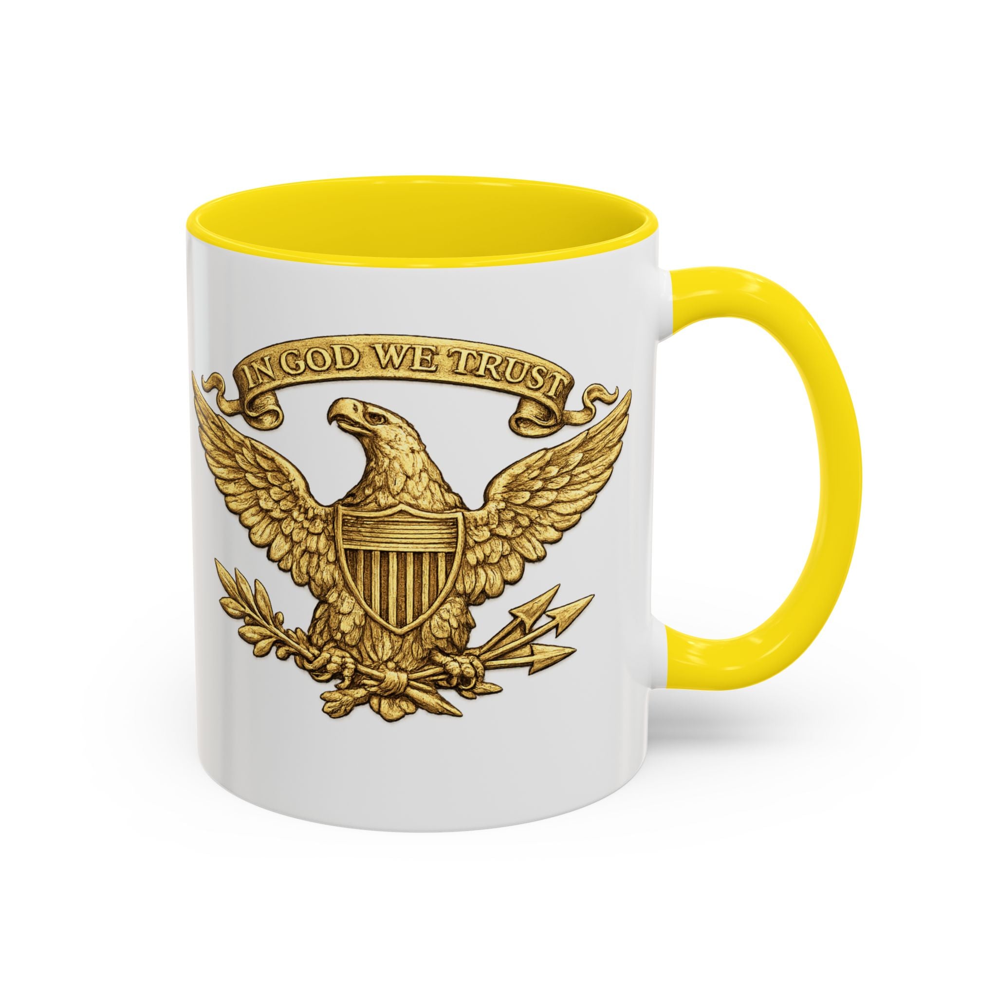 Gold Eagle 'In God We Trust' Accent Coffee Mug — Patriotic 11/15oz