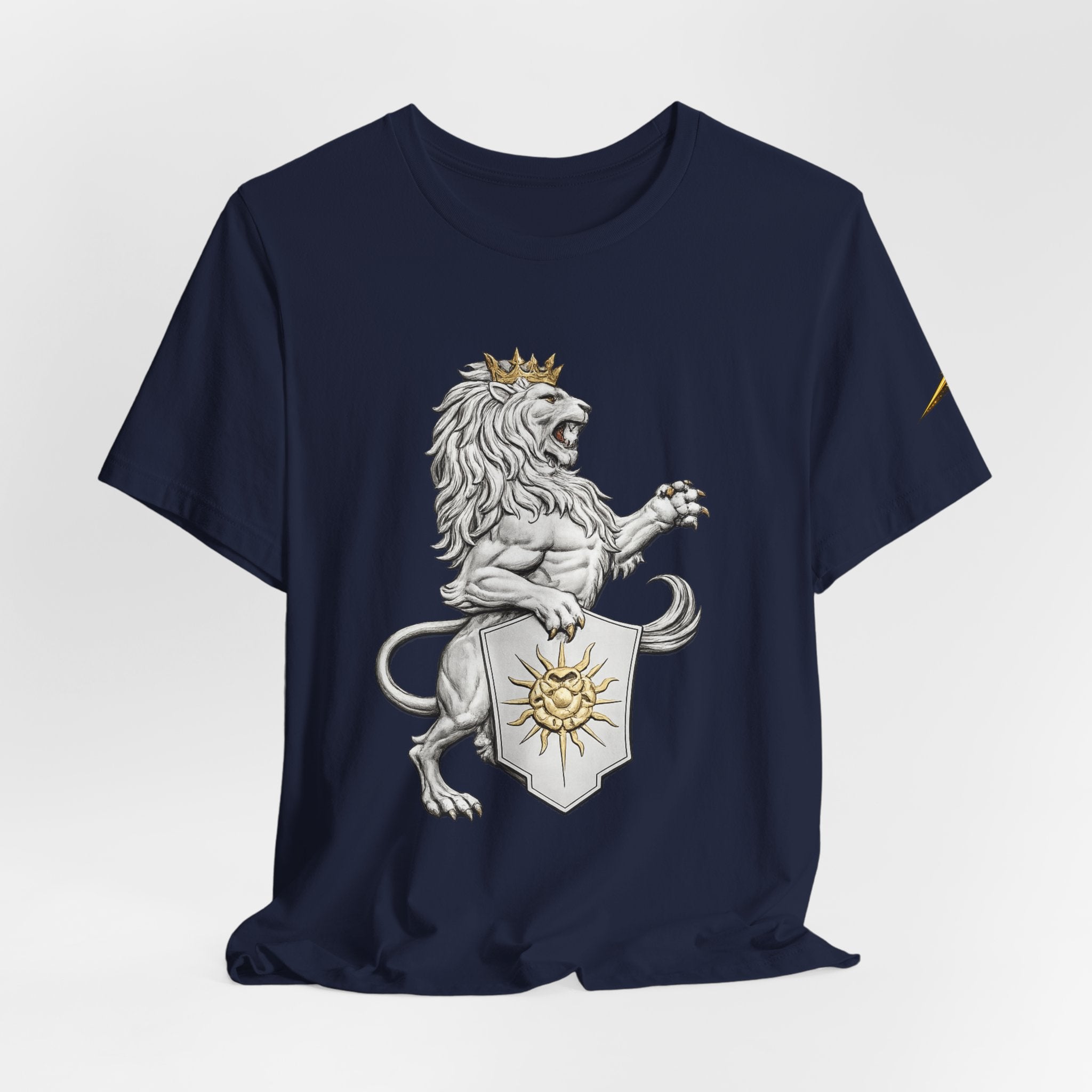 Lion Crest T-Shirt — Regal Sun Shield Graphic Tee