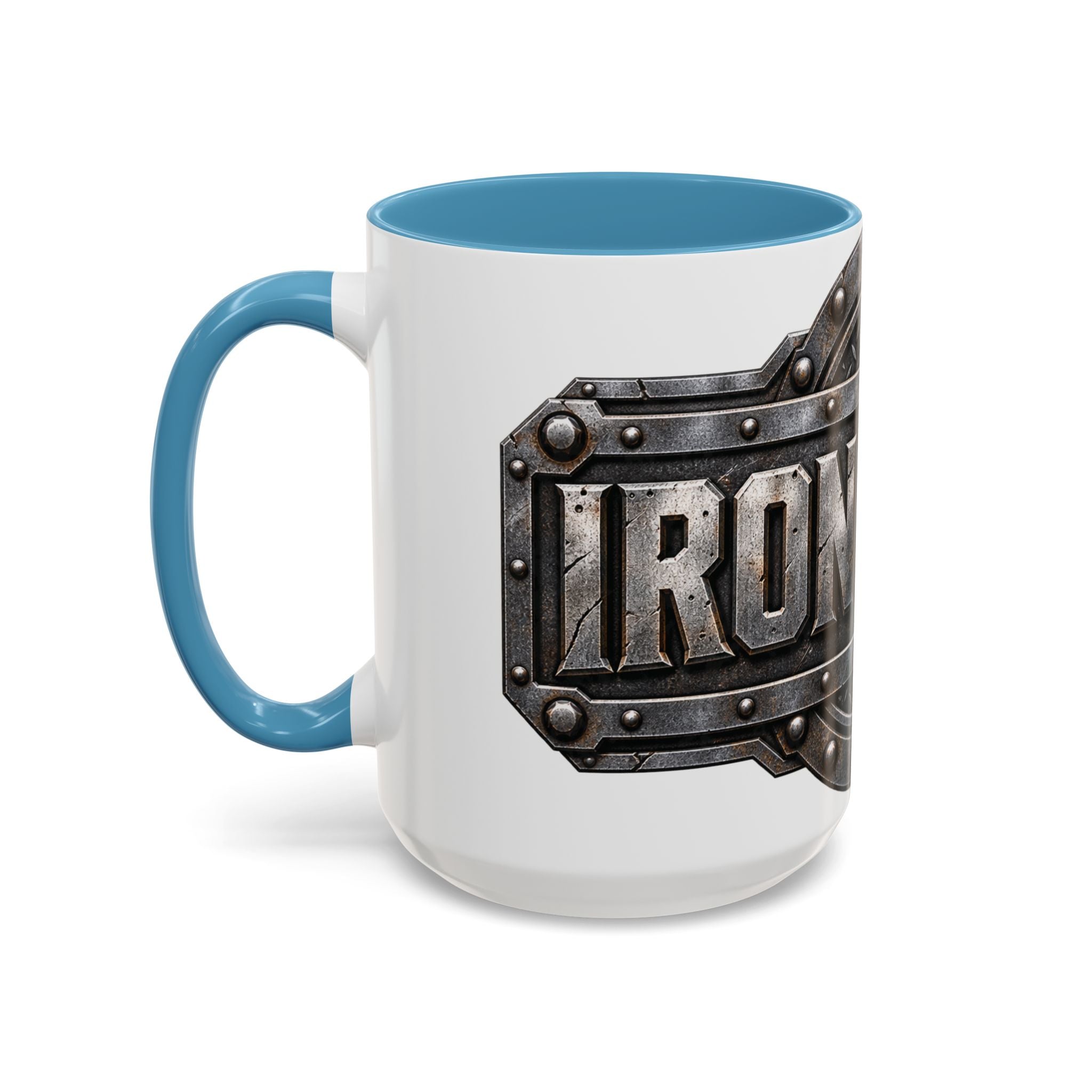 Metal Shield Coffee Mug — 'Iron Clad' Rustic Industrial Accent Mug
