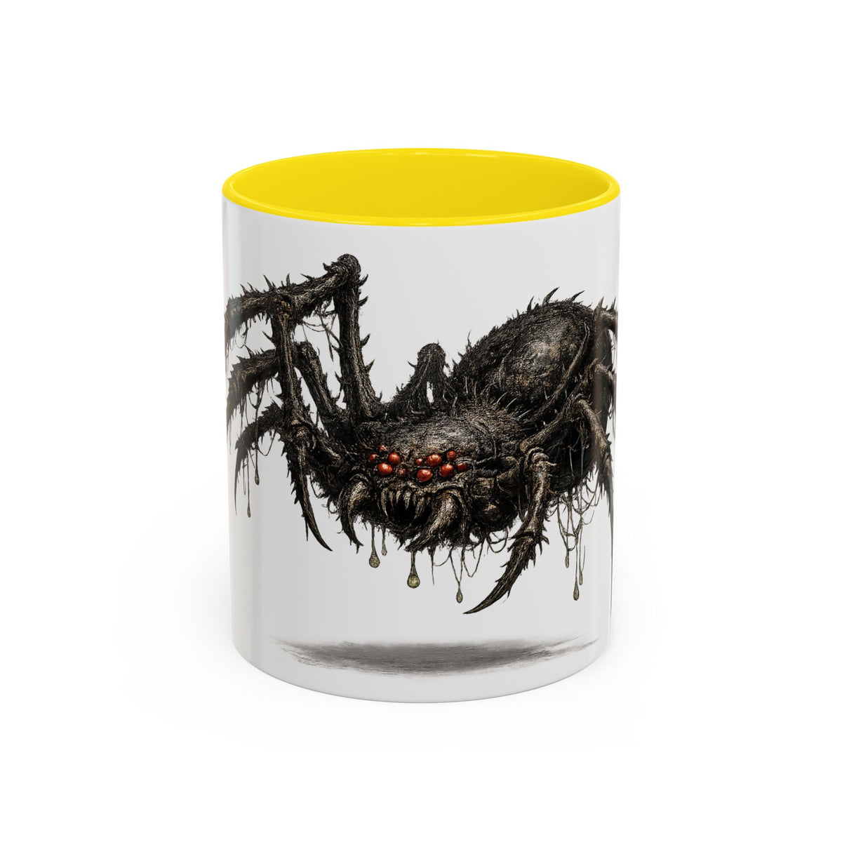 Spider Horror Accent Coffee Mug — Creepy Red-Eyed Arachnid Design (11/15oz)