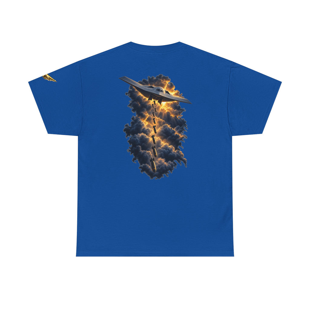 Aviation Graphic Tee — Stealth Jet Over Storm Clouds