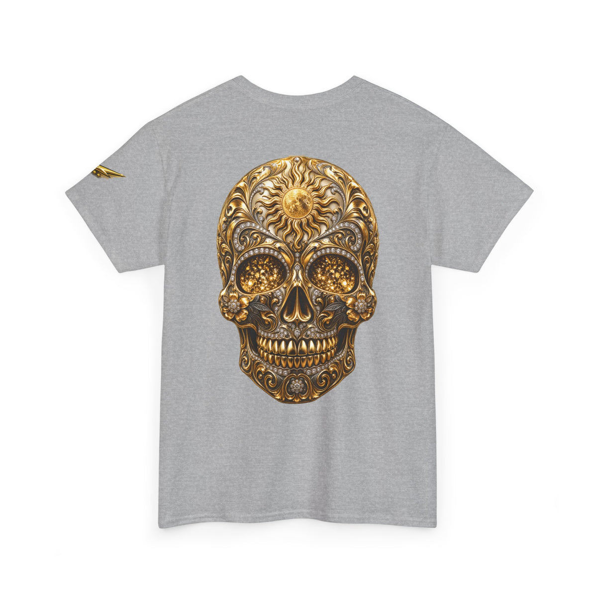 Sugar Skull T-Shirt — Gold Ornate Day of the Dead Skull Tee
