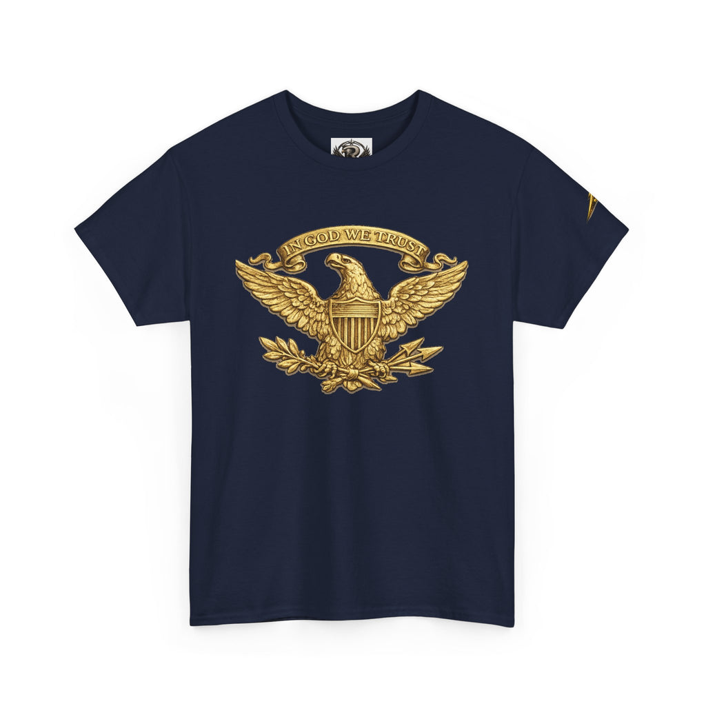 Eagle Crest T‑Shirt — Vintage Gold Eagle Emblem Patriotic Tee