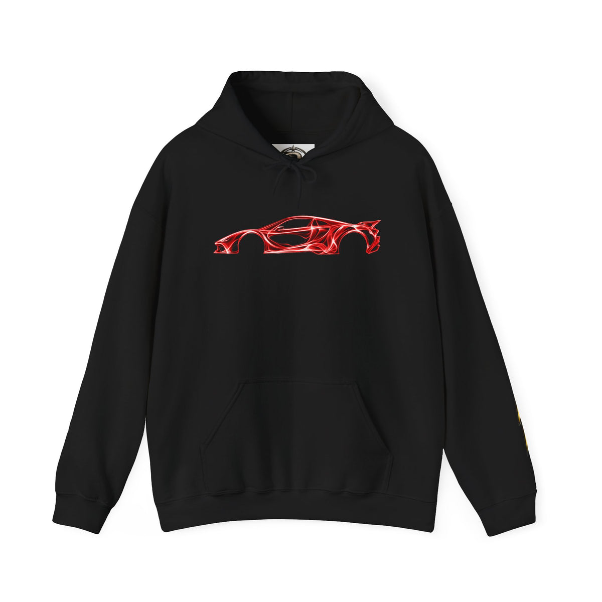 Car Silhouette Hoodie – Red Flame Sports Car Graphic