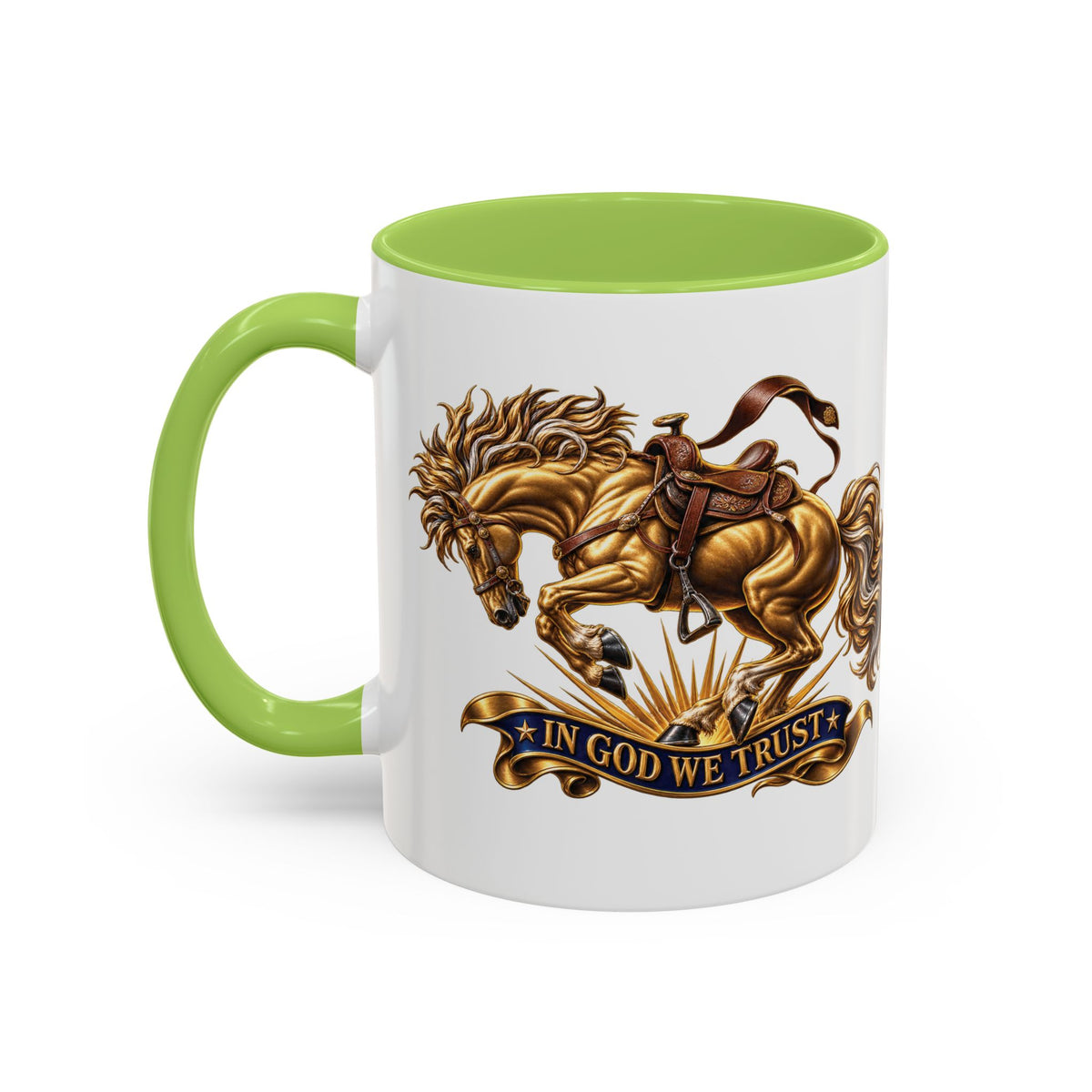 In God We Trust Golden Horse Accent Coffee Mug