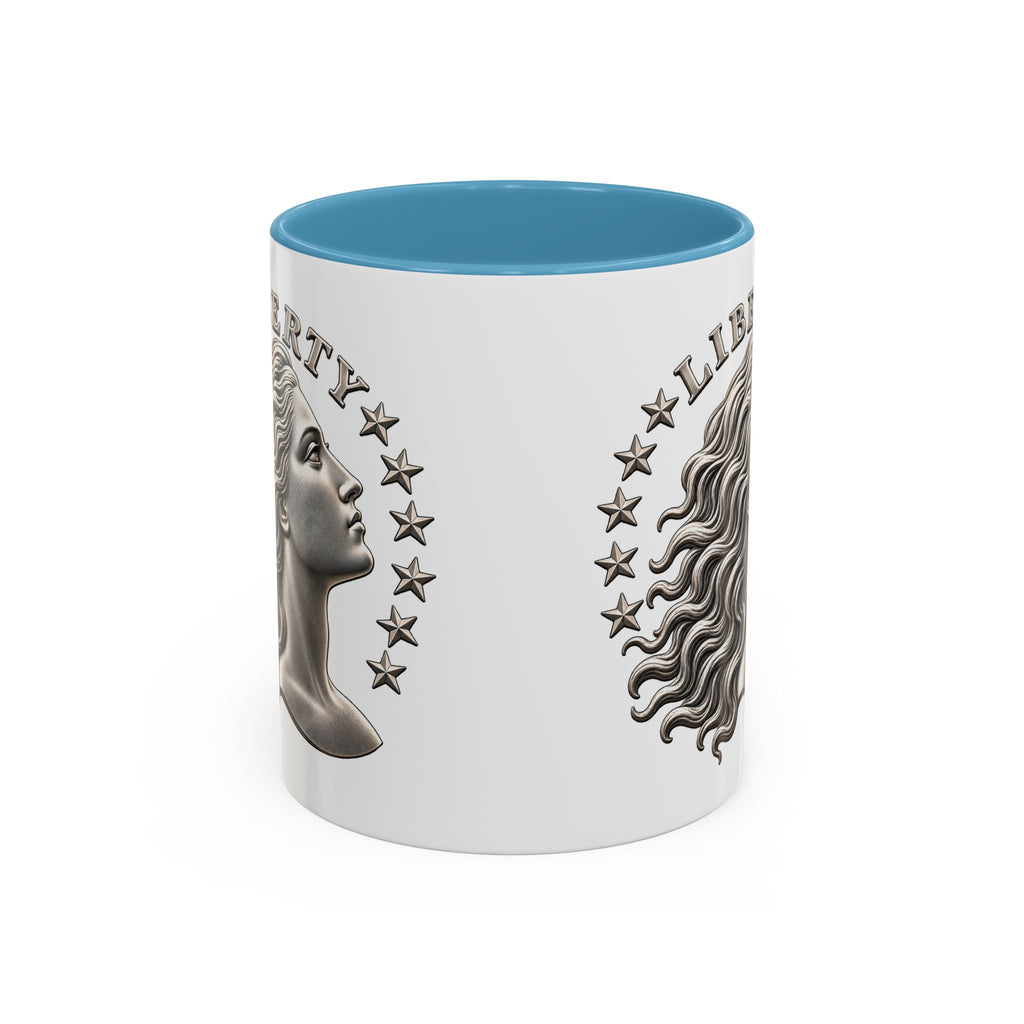 Liberty Coin Accent Coffee Mug — Vintage Lady Head Design (11/15 oz)