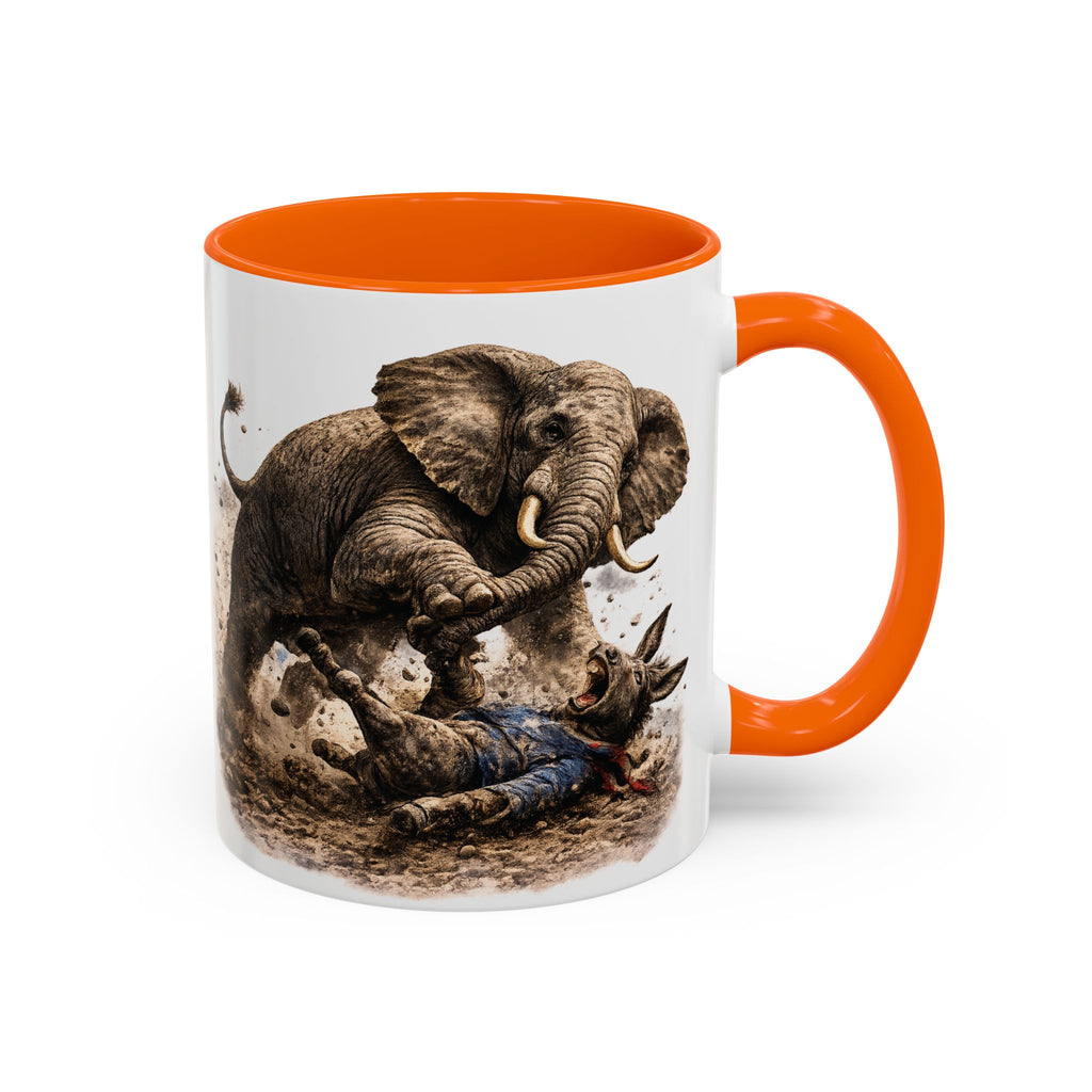 Elephant Charge Accent Coffee Mug — Dramatic Wildlife Illustration (11/15oz)