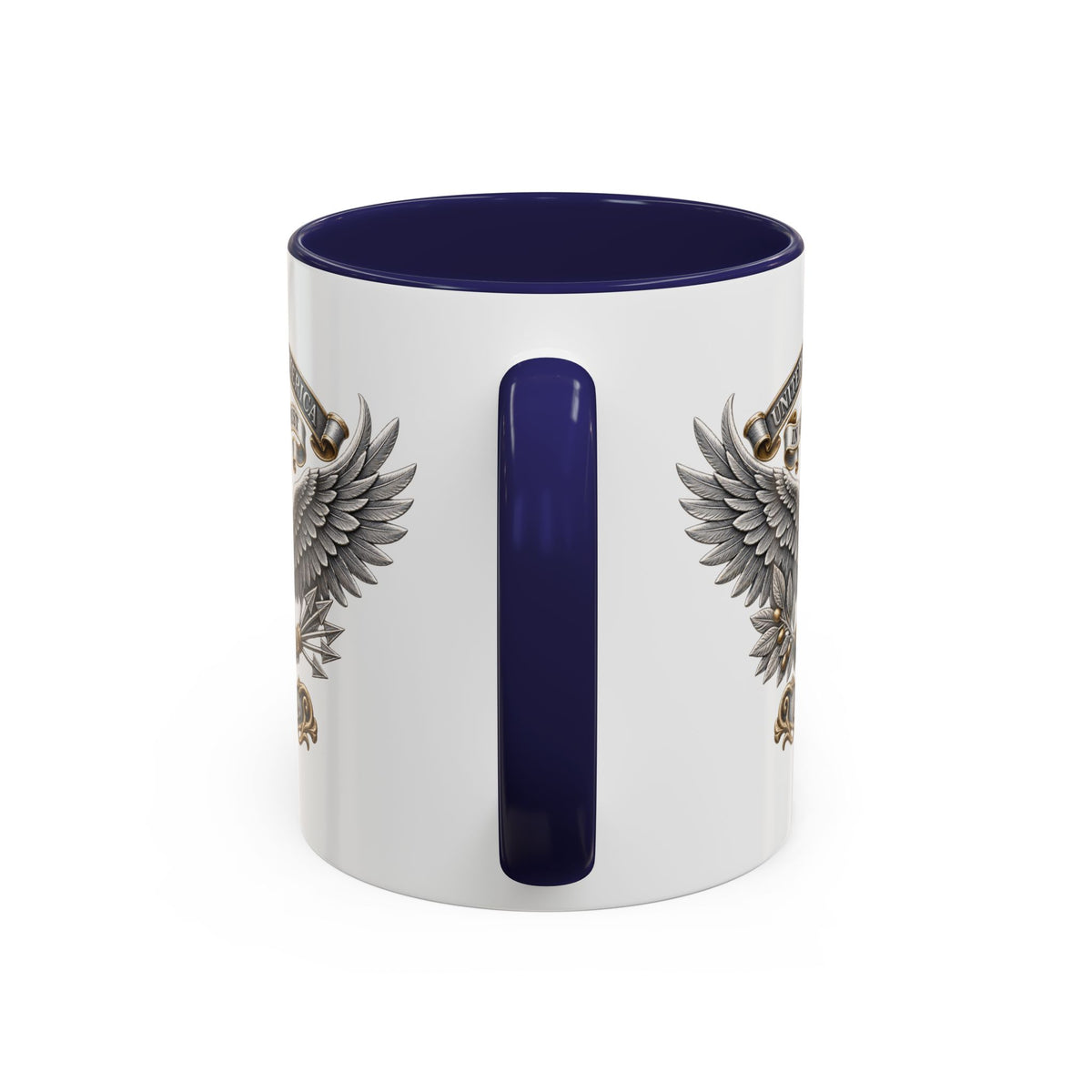 Eagle Shield Accent Coffee Mug — Patriotic "In God We Trust" Design
