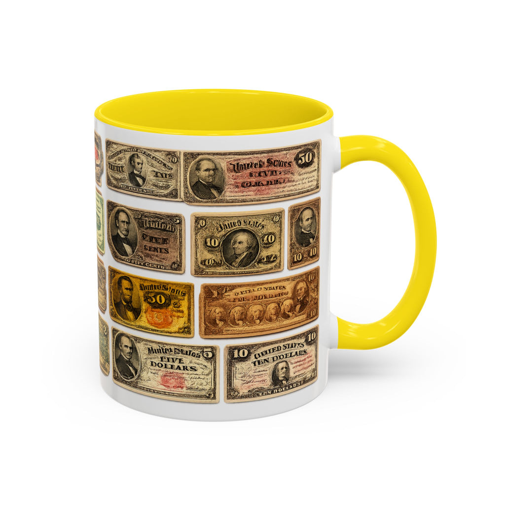 Vintage US Fractional Currency Coffee Mug – Retro Banknote Accent Mug (11/15 oz)