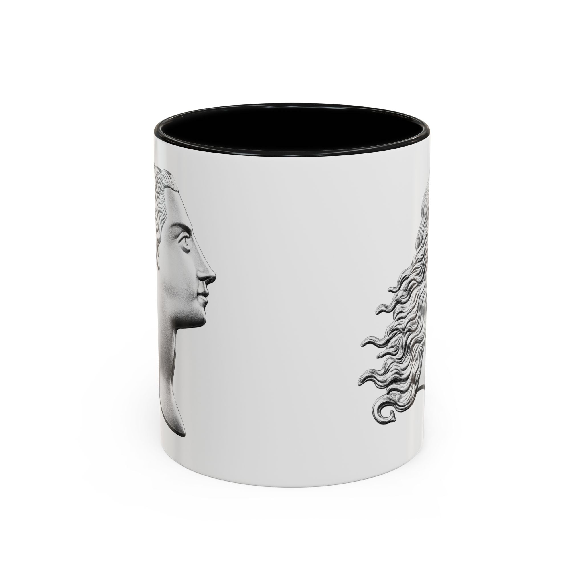 Classical Profile Accent Coffee Mug — Greek Goddess Bust Design (11/15oz)