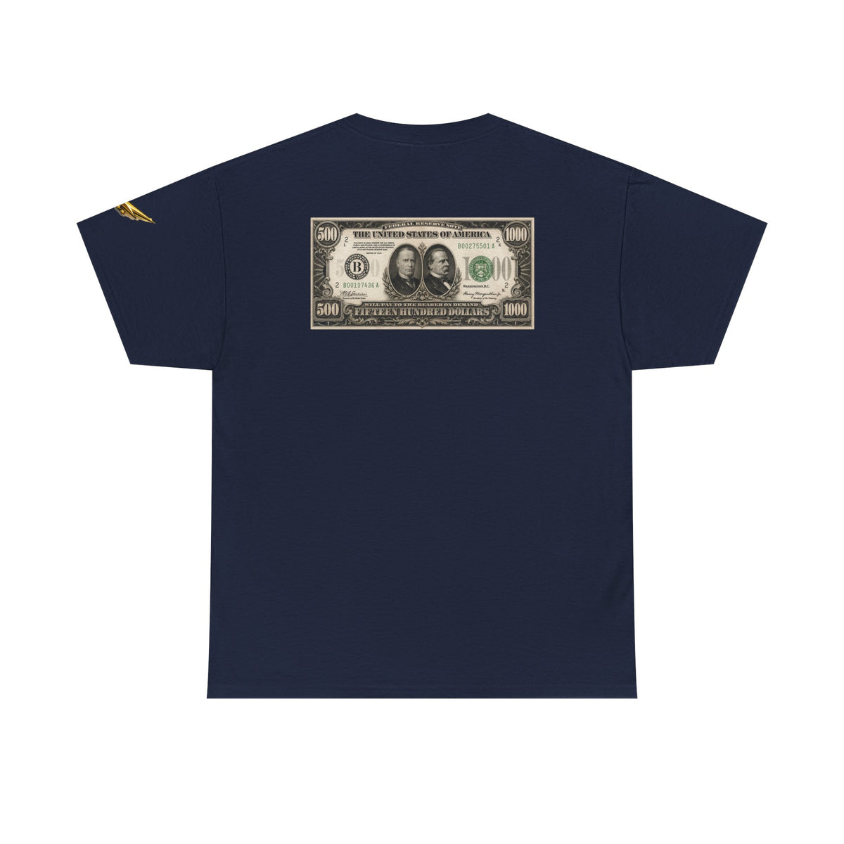 Money Graphic Tee — Vintage 1000/500 Bill Back Print Casual T‑Shirt