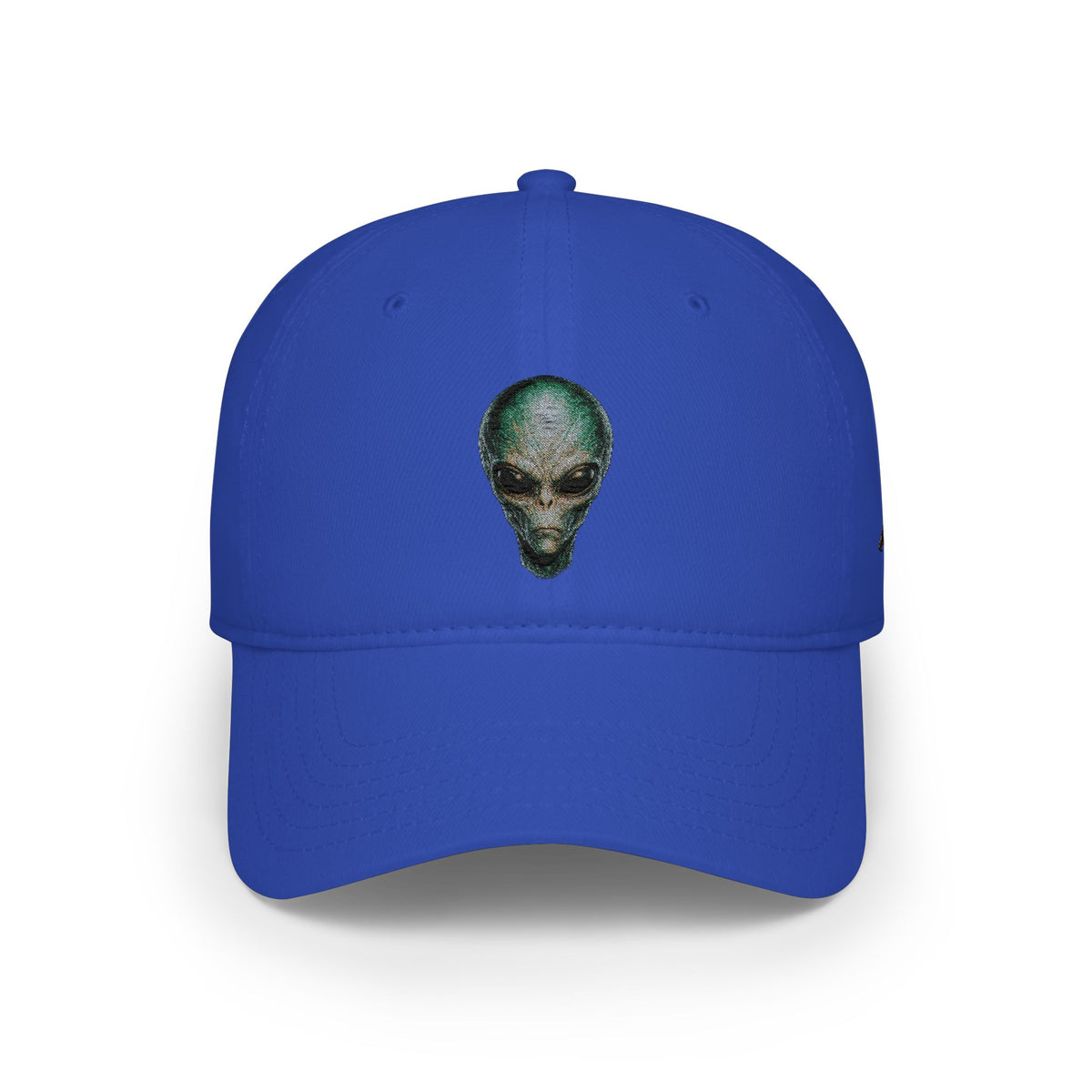 Alien Skull Red Baseball Cap — Retro Space Graphic Low Profile Hat