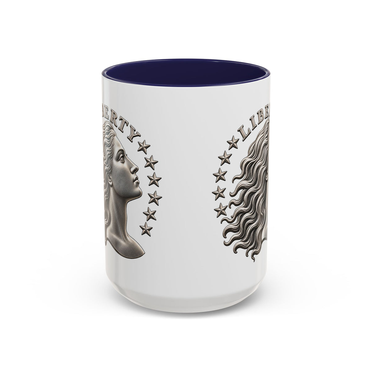 Liberty Coin Accent Coffee Mug — Vintage Lady Head Design (11/15 oz)