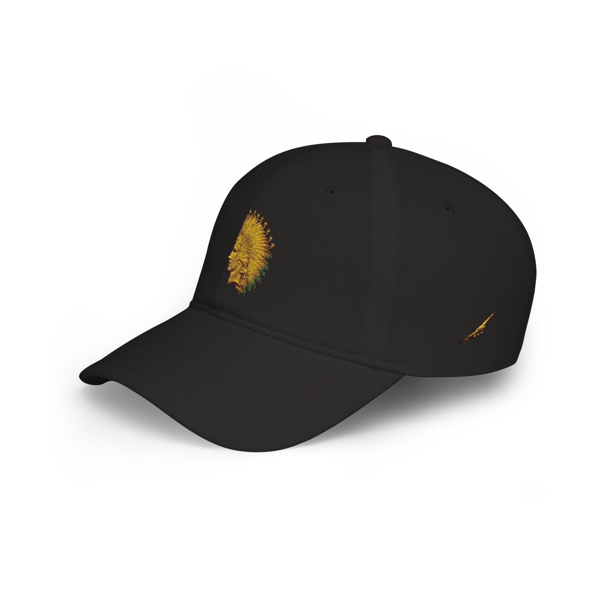 Native Feather Headdress Embroidered Cap — Low Profile Baseball Hat